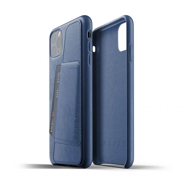 Mujjo iPhone 11 Pro Max -kotelo Full Leather Wallet Case Monaco Blue