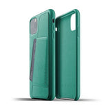 Mujjo iPhone 11 Pro Max -kuori, täysnahkainen lompakkokotelo, alppivihreä