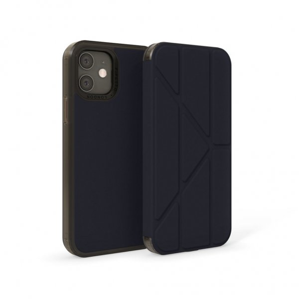 Pipetto Origami Folio iPhone 12/12 Pro, tummansininen