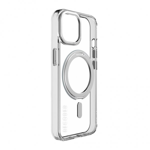 Decoded iPhone 15 -kuoret kierrätettyä muovia läpinäkyvä Loop Stand -takaosa, kirkas