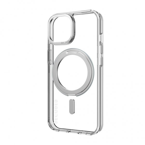 Decoded iPhone 15 -kuoret kierrätettyä muovia läpinäkyvä Loop Stand -takaosa, kirkas
