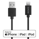 Deltaco USB-A-kaapeli Lightning-liittimellä 2 m, musta