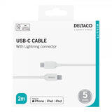 Deltaco-kaapeli USB-C–Lightning-liitin 2 m, valkoinen