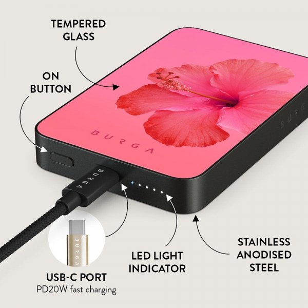Burga Powerbank MagSafe 5000 mAh Island Girl Metallinharmaa