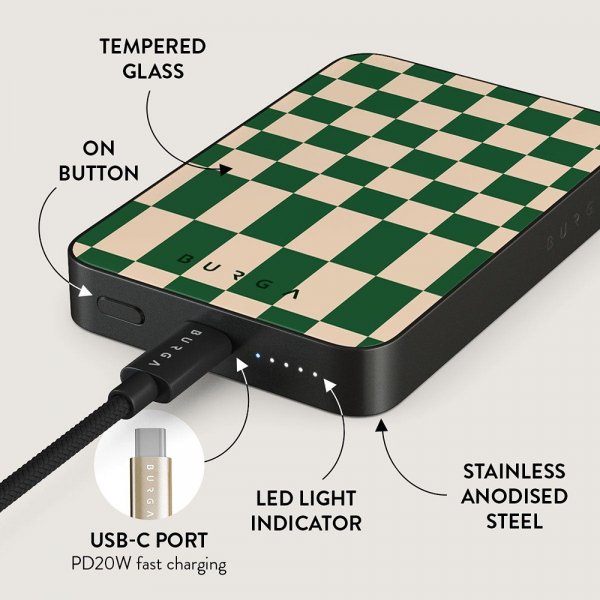 Burga Powerbank MagSafe 5000 mAh Ivy League Metallinharmaa