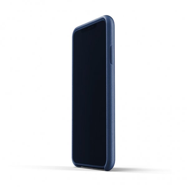 Mujjo iPhone Xs Max Kuori Full Leather Wallet Case Monaco Blue