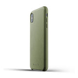 Mujjo iPhone Xs Max Kuori Täysnahkakotelo Oliivinvihreä