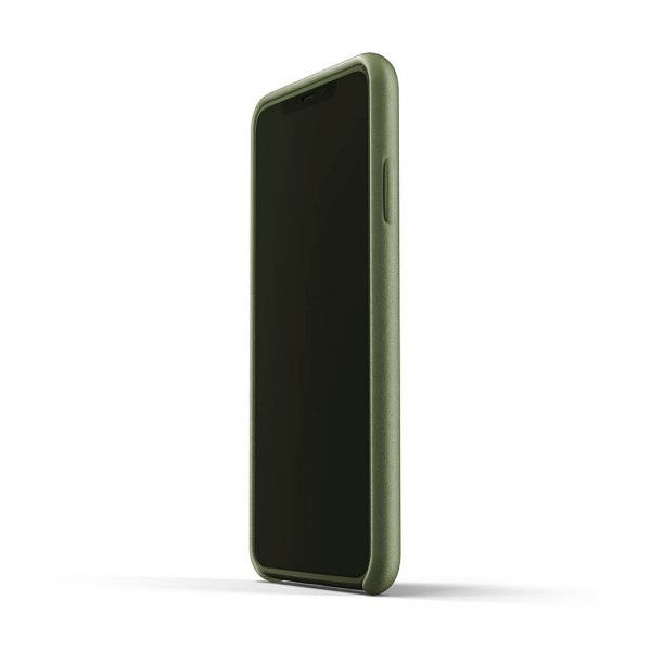 Mujjo iPhone Xs Max Kuori Täysnahkakotelo Oliivinvihreä