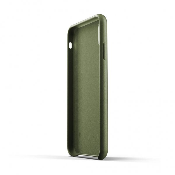 Mujjo iPhone Xs Max Kuori Täysnahkakotelo Oliivinvihreä
