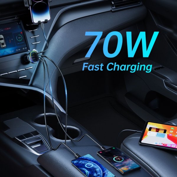 Joyroom Autolaturi JR-CL29 70W 4-porttinen autolaturi