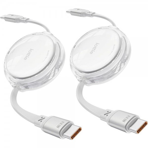 iOttie-kaapeli 100W sisäänvedettävä USB-C, 2 kpl, valkoinen