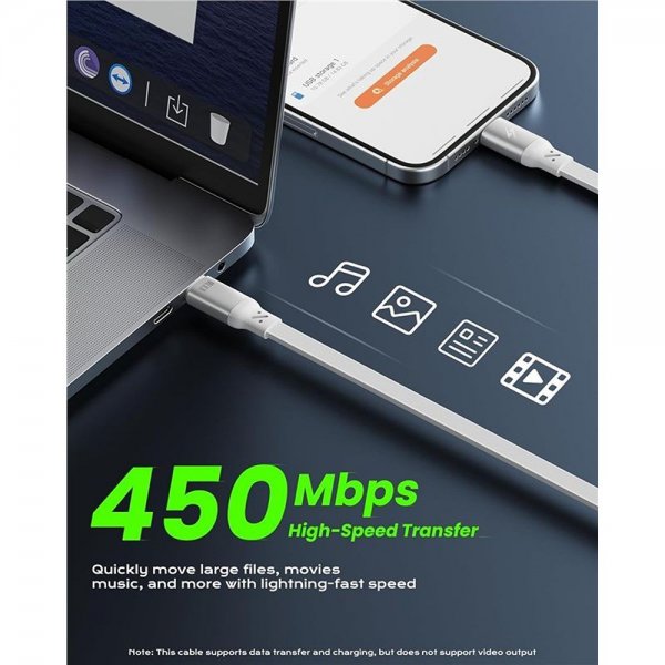 iOttie-kaapeli 100W sisäänvedettävä USB-C, 2 kpl, valkoinen