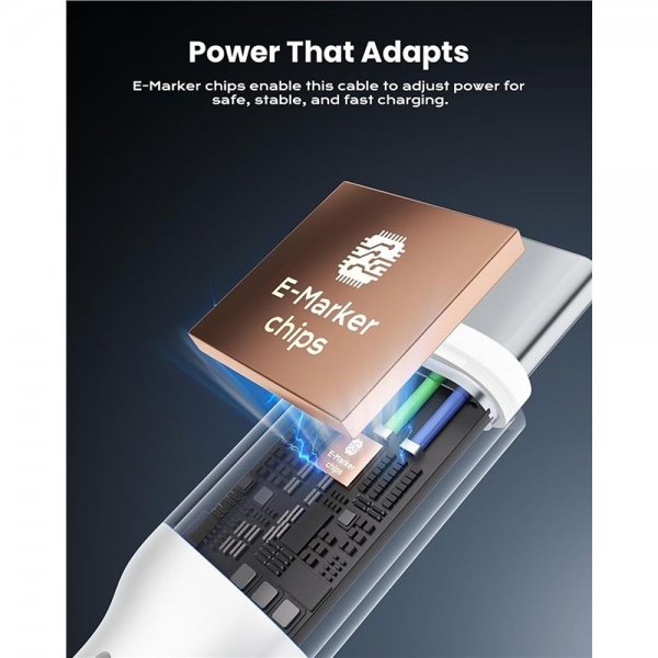 iOttie-kaapeli 100W sisäänvedettävä USB-C, 2 kpl, valkoinen
