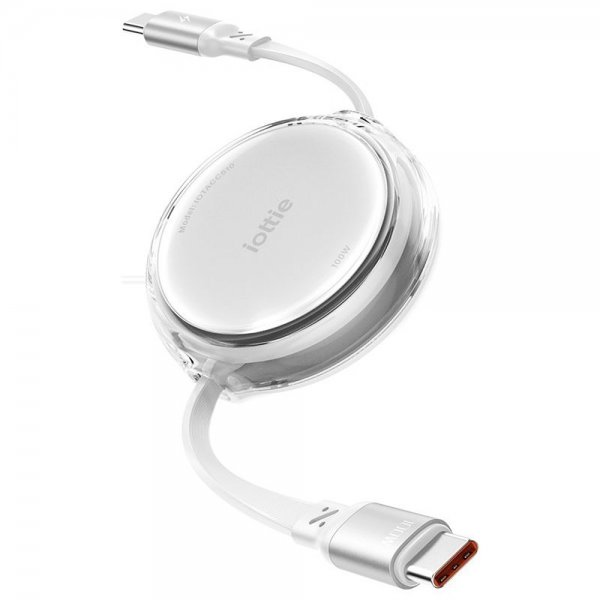 iOttie-kaapeli 100W sisäänvedettävä USB-C, 2 kpl, valkoinen