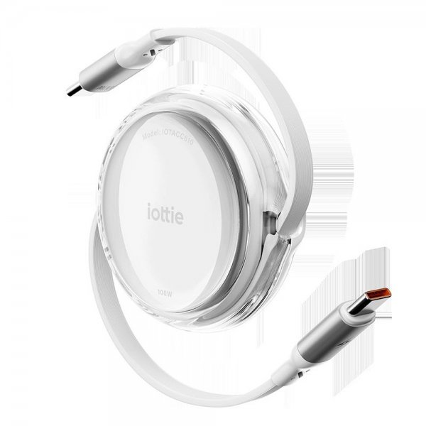 iOttie-kaapeli 100W sisäänvedettävä USB-C, 2 kpl, valkoinen