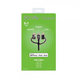 Celly-kaapeli 3in1 Micro-USB/USB-C/Lightning 1m musta