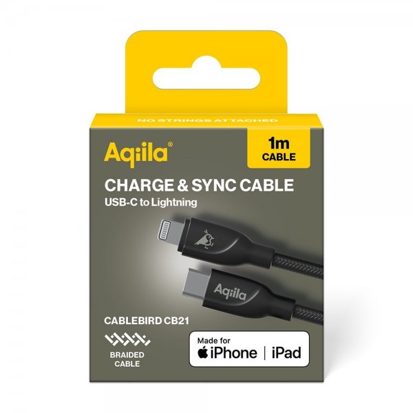 Aqiila Kabel Cablebird CB21 USB-C–Lightning 60W 1m Musta