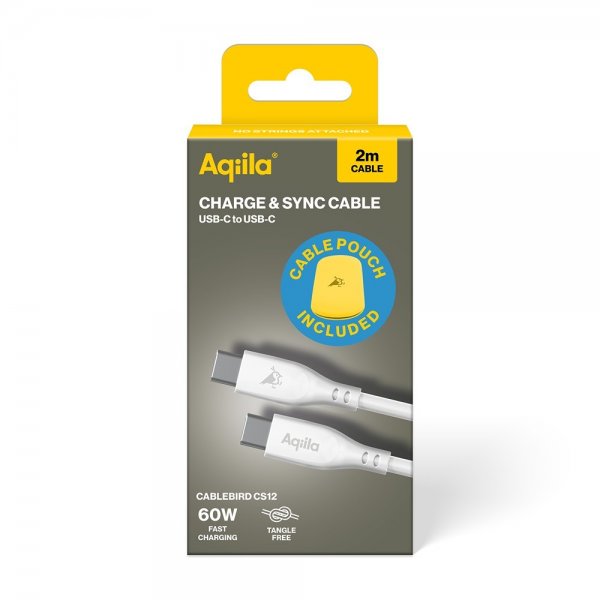Aqiila Kabel Cablebird CS12 USB-C–USB-C 60W 2m valkoinen