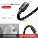 Baseus Cafule -kaapeli USB-A/USB-C 3m Harmaa Musta