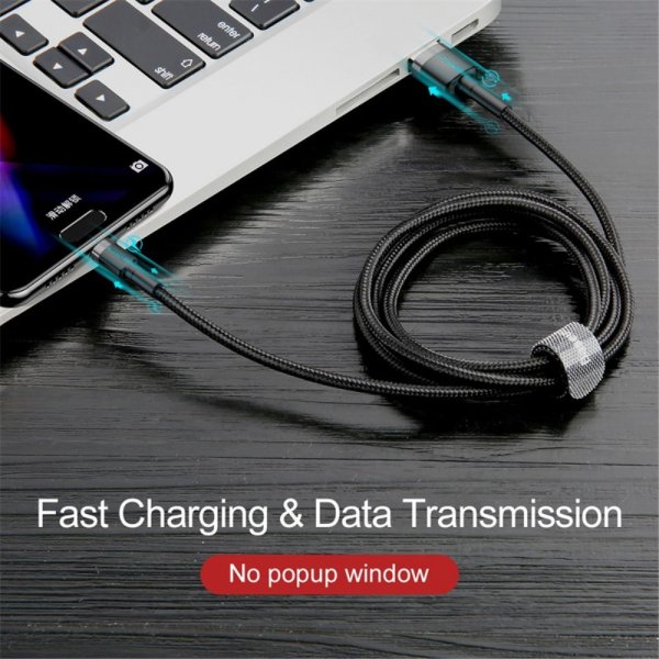 Baseus Cafule -kaapeli USB-A/USB-C 3m Harmaa Musta