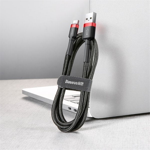 Baseus Cafule -kaapeli USB-A/USB-C 3m Punainen Musta
