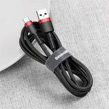Baseus Cafule -kaapeli USB-A/USB-C 3m Punainen Musta