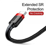 Baseus Cafule -kaapeli USB-A/USB-C 3m Punainen Musta