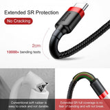 Baseus Cafule -kaapeli USB-A/USB-C 3m Punainen Musta