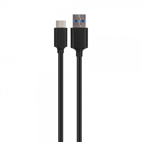 Xqisit Charge & Sync USB-A–USB-C -kaapeli 1m Musta