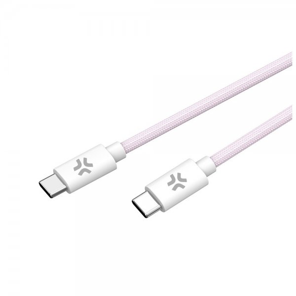Celly USB-C–USB-C-johto, puuvillapunottu, 1,5 m, vaaleanpunainen