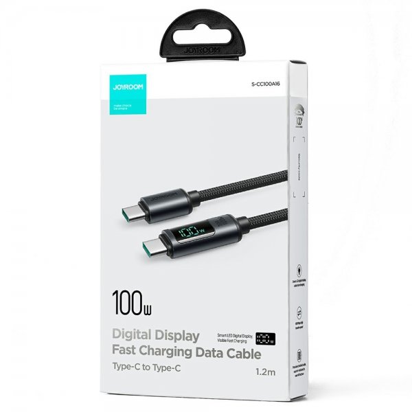 Joyroom Kabel Digital Display Pikalatauskaapeli USB-C–USB-C 100W 1.2m