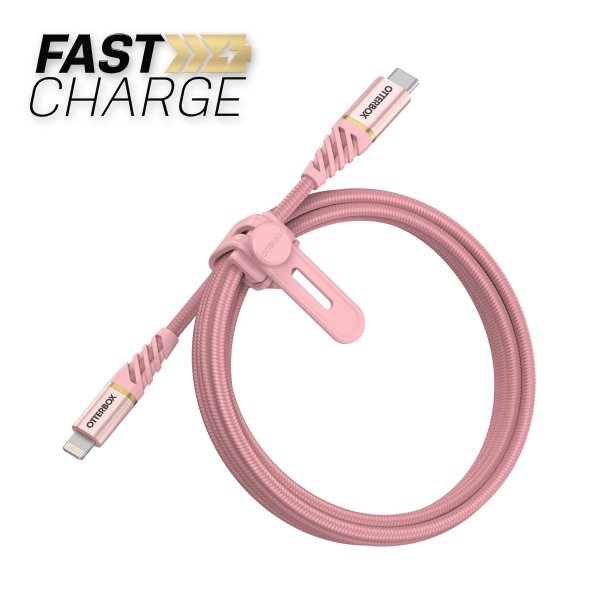Otterbox-kaapeli Fast Charge Premium Lightning–USB-C-kaapeli, 1 m, Shimmer Rose