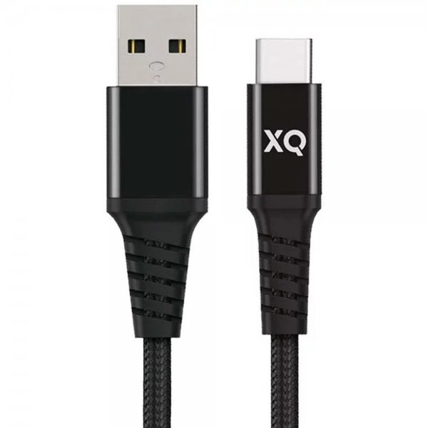 Xqisit Punottu USB-A–USB-C-kaapeli, 2 m, musta