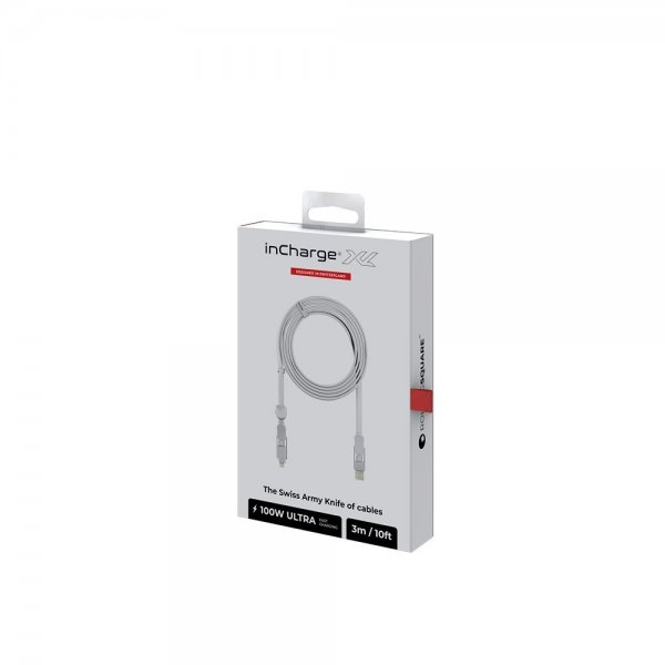 Rolling Square inCharge XL 100W 3m 6in1 -kaapeli, Glacier White