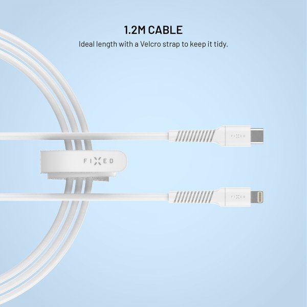 Fixed Kaapeli Liquid Silicone USB-C/Lightning 1.2m Valkoinen
