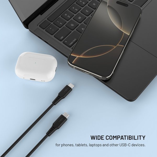 Fixed Kabel Liquid Silicone USB-C/USB-C 0.3m Musta