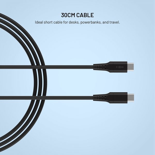 Fixed Kabel Liquid Silicone USB-C/USB-C 0.3m Musta