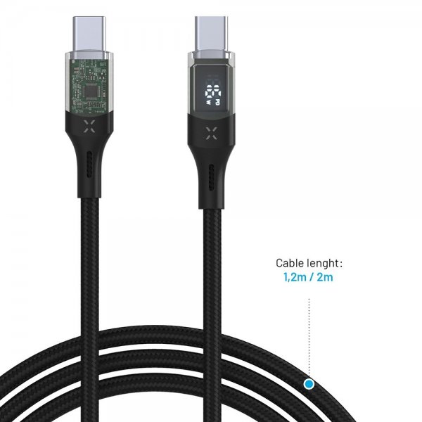 Kiinteä kaapeli näytöllä USB-C/USB-C 100W 2m