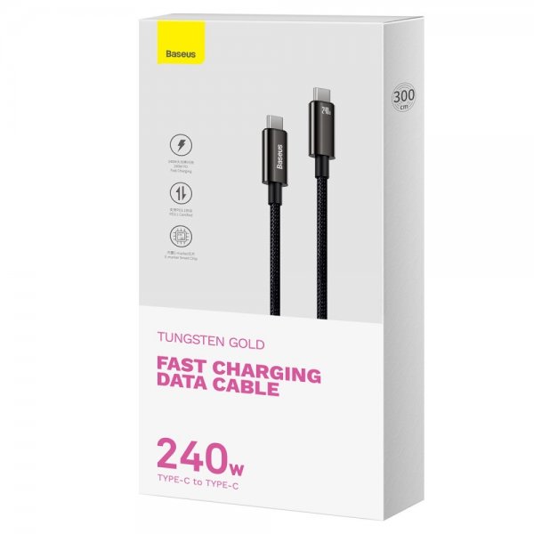 Baseus Kabel Tungsten Gold Fast Charging -lataus- ja datakaapeli 240W USB-C/USB-C 1m