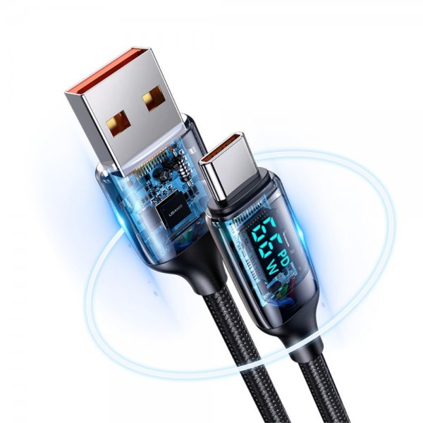 USAMS-kaapeli U78 Display USB-A/USB-C 1,2 m Musta