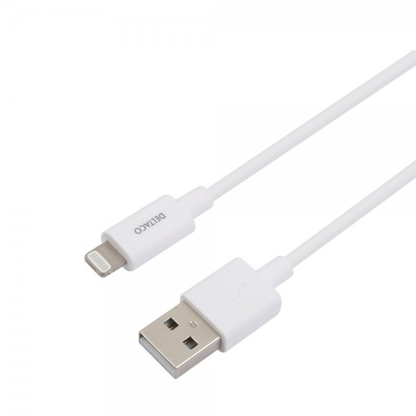 Deltaco-kaapeli USB-A-kaapeli Lightning-liittimellä 2 m, valkoinen