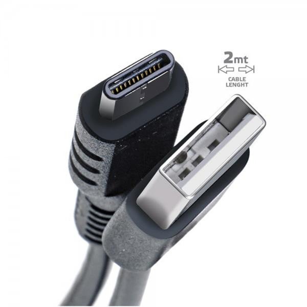 Celly USB-A–USB-C-kaapeli 2 m, musta