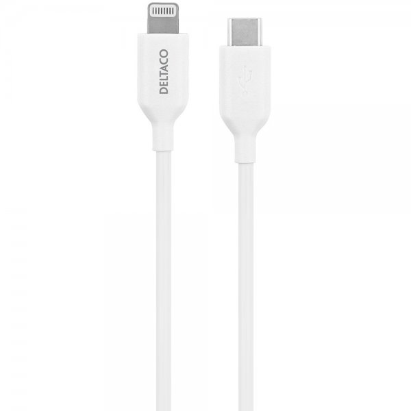 Deltaco-kaapeli USB-C–Lightning-kaapeli 1m Valkoinen