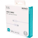 Deltaco-kaapeli USB-C–Lightning-kaapeli 1m Valkoinen