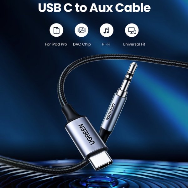 Ugreen USB-C–3,5 mm AUX -kaapeli 1 m