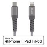 Deltaco Kaapeli USB-C–Lightning 1 metri Kangaspäällysteinen Avaruudenharmaa