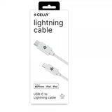 Celly USB-C–Lightning-kaapeli 2 m, valkoinen