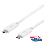 Deltaco Kaapeli USB-C–USB-C 1 metri 5 A/100 W Valkoinen