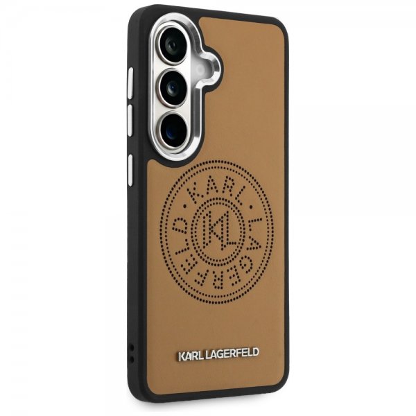 Karl Lagerfeld Samsung Galaxy S26 -kuori, rei'itetty logo, MagSafe, ruskea