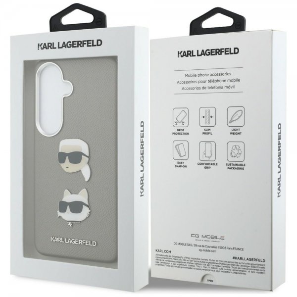 Karl Lagerfeld Samsung Galaxy S26 Saffiano Karl & Choupette -suojakuori, hopea